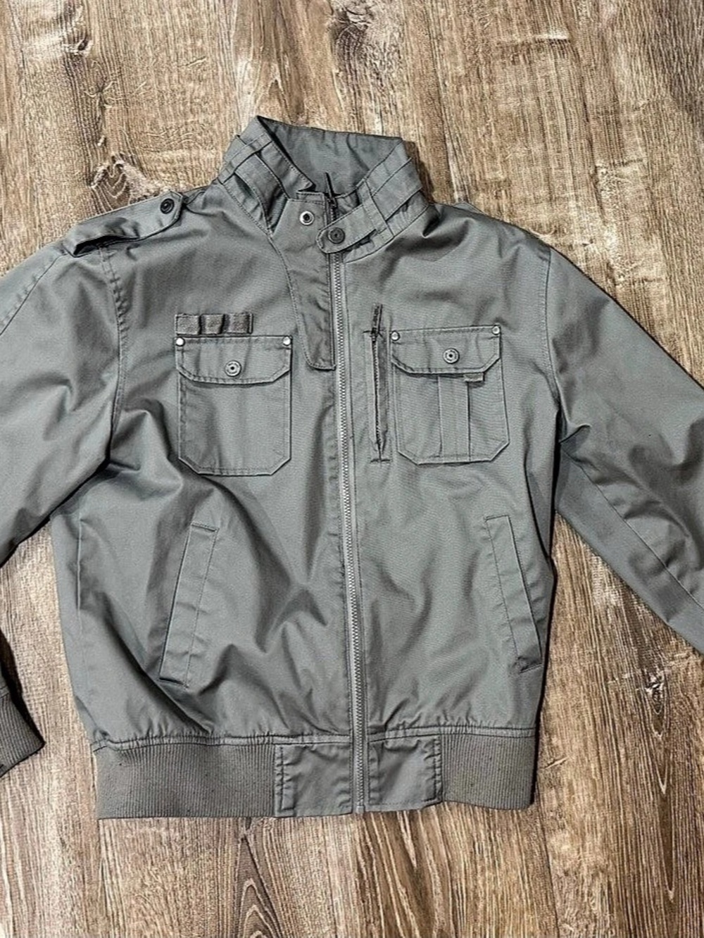 Marc Ecko Cut & Sew Men's Gray Bomber Jacket Size Large